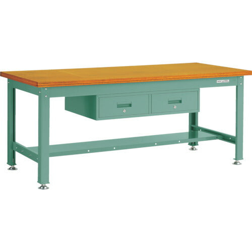 ＴＲＵＳＣＯ　中荷重作業台（２０００ｋｇ）ＤＷ型　１８００Ｘ９００ＸＨ７４０　２列引出付　グリーン色 RDW-1809FL2