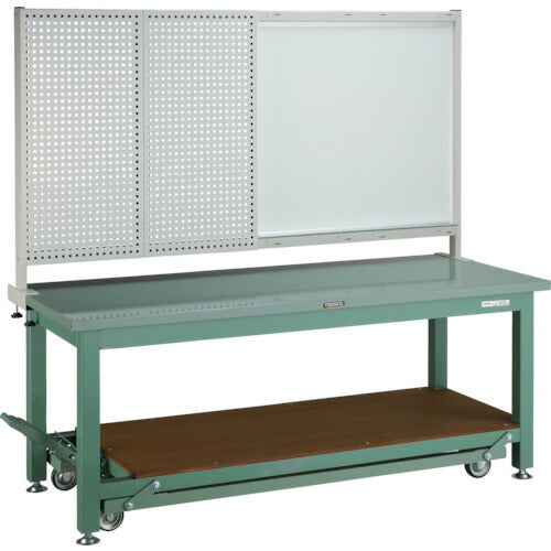 ＴＲＵＳＣＯ　重荷重作業台移動式（３０００ｋｇ）ＴＷＣ型　１８００Ｘ７５０ＸＨ１７４０（全高）　前パネル付　グリーン色 STWC-1800P1