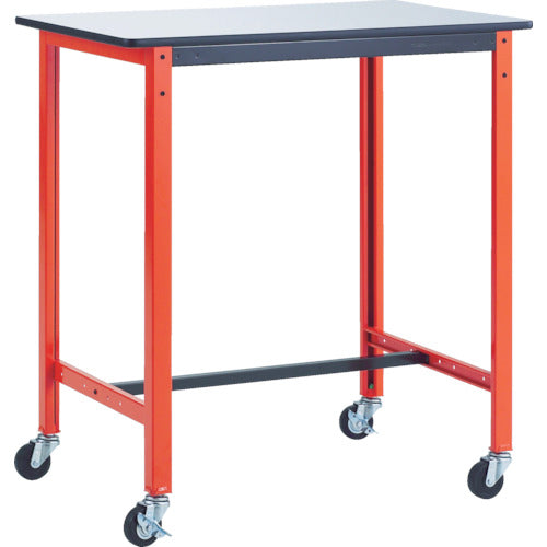 ＴＲＵＳＣＯ　軽荷重立作業台（１５０ｋｇ）ＴＦＡＥ型　９００Ｘ６００ＸＨ９６６　φ７５キャスター付　オレンジ色 TFAE-0960C75