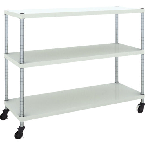 ＴＲＵＳＣＯ　スチールラック　フェニックスラック　１２００Ｘ４５０　３段　Ｕ車輪付　Ｗ色　抗菌粉体塗装 PER-3443-U125-W