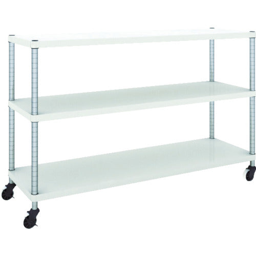 ＴＲＵＳＣＯ　スチールラック　フェニックスラック　１５００Ｘ４５０　３段　Ｕ車輪付　Ｗ色　抗菌粉体塗装 PER-3543-U125-W