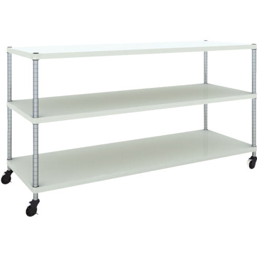 ＴＲＵＳＣＯ　スチールラック　フェニックスラック　１８００Ｘ６００　３段　Ｕ車輪付　Ｗ色　抗菌粉体塗装 PER-3663-U125-W