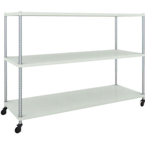 ＴＲＵＳＣＯ　スチールラック　フェニックスラック　１８００Ｘ６００　３段　Ｕ車輪付　Ｗ色　抗菌粉体塗装 PER-4663-U125-W