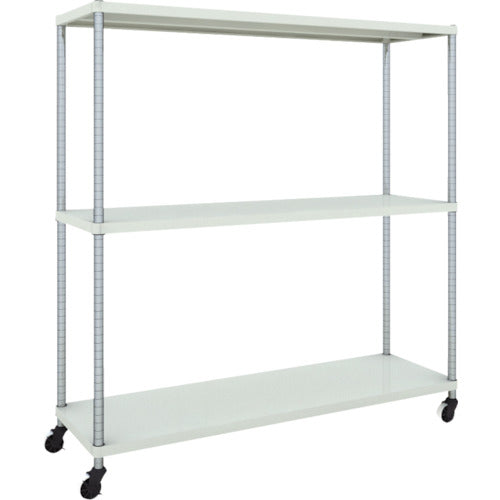 ＴＲＵＳＣＯ　スチールラック　フェニックスラック　１５００Ｘ４５０　３段　Ｕ車輪付　Ｗ色　抗菌粉体塗装 PER-5543-U125-W