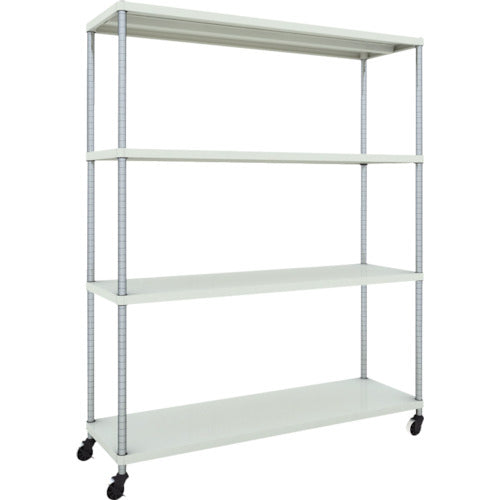 ＴＲＵＳＣＯ　スチールラック　フェニックスラック　１５００Ｘ４５０　４段　Ｕ車輪付　Ｗ色　抗菌粉体塗装 PER-6544-U125-W