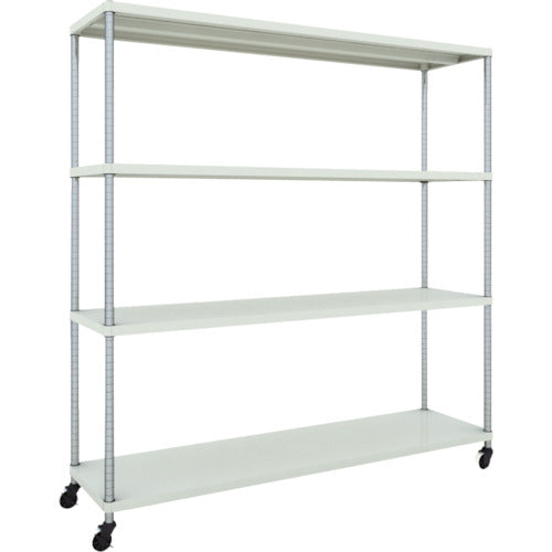 ＴＲＵＳＣＯ　スチールラック　フェニックスラック　１８００Ｘ４５０　４段　Ｕ車輪付　Ｗ色　抗菌粉体塗装 PER-6644-U125-W