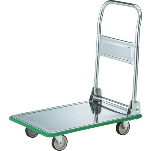 【取寄品】 ＴＲＵＳＣＯ オールＳＵＳ製運搬車 折りたたみ式 ７４０×４８０ 省音ウレタン車 SUS-101NU 【送料都度見積】