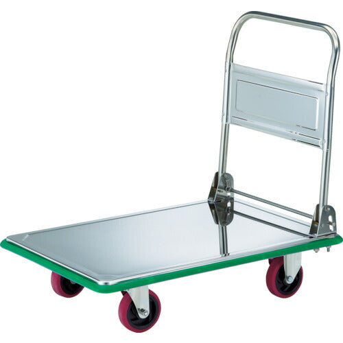 【取寄品】 ＴＲＵＳＣＯ オールＳＵＳ製運搬車 折りたたみ式 ９１５×６１５ 省音ウレタン車 SUS-301NU 【送料都度見積】