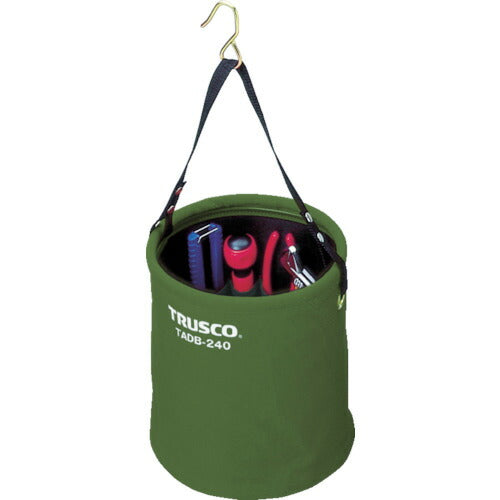 ＴＲＵＳＣＯ　アタッチメント付電工バケツΦ２００Ｘ２３０　オリーブドラブ色 TADB-200-OD