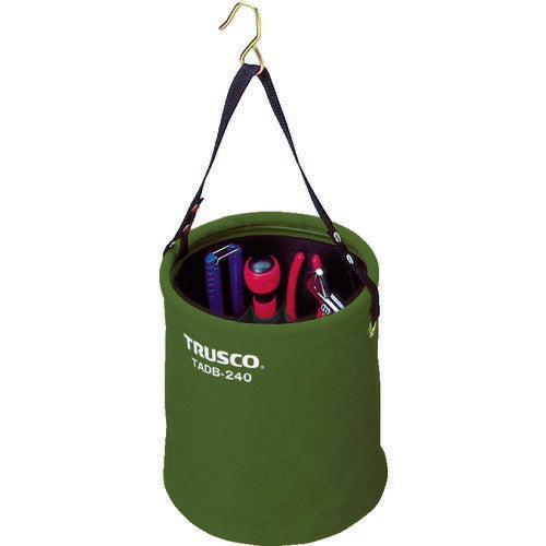 ＴＲＵＳＣＯ　アタッチメント付電工バケツΦ２４０Ｘ２４０　オリーブドラブ色 TADB-240-OD