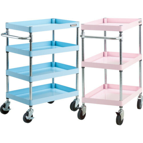 【取寄品】 ＴＲＵＳＣＯ ツールワゴン フェニックスワゴン 省音 ６００Ｘ４００ＸＨ８８０ ４段 ライトブルー PEW-964-LB 【送料都度見積】