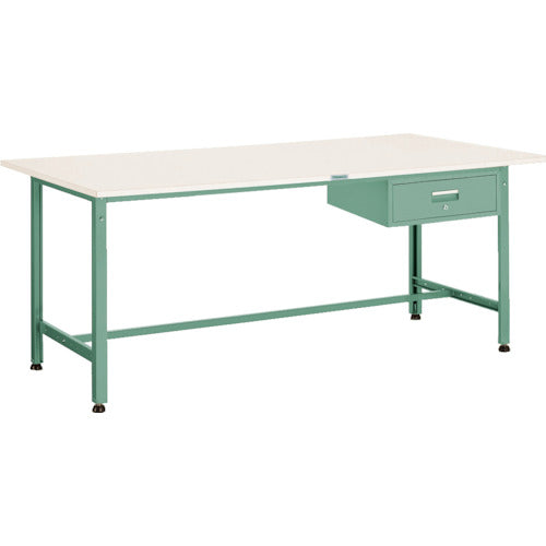 ＴＲＵＳＣＯ　軽荷重作業台（３００ｋｇ）ＡＥ型　１８００Ｘ９００ＸＨ７４０　１段引出付　グリーン色 AE-1809F1