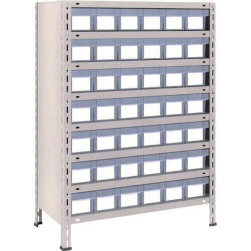 ＴＲＵＳＣＯ　スチールラック　軽量棚　８７５Ｘ４５０Ｘ１２００　樹脂引出透明　小Ｘ４２　ネオグレー 43X-808C7(NG)