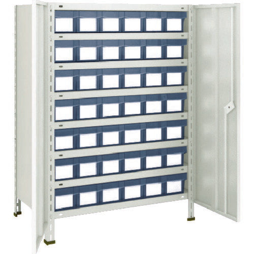 ＴＲＵＳＣＯ　スチールラック　軽量棚扉付　８７５Ｘ３００Ｘ１２００樹脂引出透明小Ｘ４２　ネオグレー 43V-T808C7(NG)