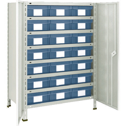 ＴＲＵＳＣＯ　スチールラック　軽量棚扉付　８７５Ｘ３００Ｘ１２００樹脂引出透明大Ｘ２１　ネオグレー 43V-T808D7(NG)