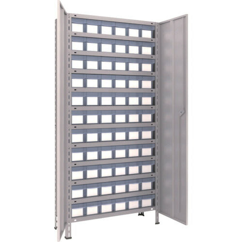 ＴＲＵＳＣＯ　スチールラック　軽量棚扉付　８７５Ｘ３００Ｘ１８００樹脂引出透明小Ｘ６６　ネオグレー 63V-T812C11(NG)