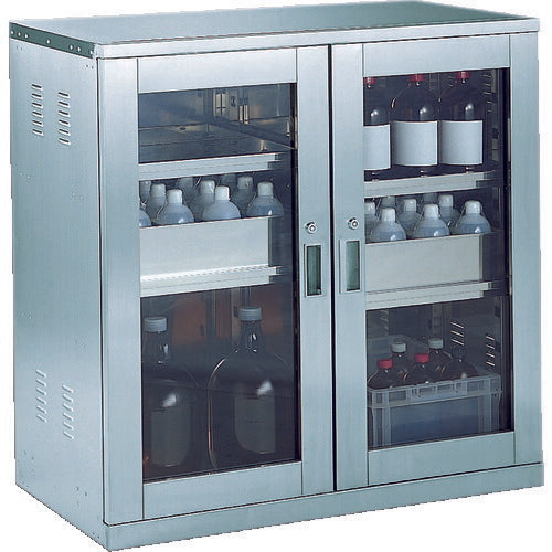 ＴＲＵＳＣＯ 耐震薬品庫 ガラス両開型 棚スライド式 ９００Ｘ５００ＸＨ９００ SW