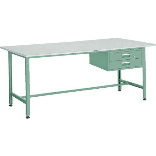 ＴＲＵＳＣＯ　軽荷重作業台（３００ｋｇ）ＡＥ型　１８００Ｘ９００ＸＨ７４０　２段引出付　グリーン色 AE-1809F2