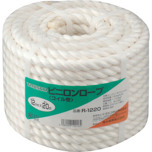 ＴＲＵＳＣＯ　ビニロンロープ　３つ打　線径１２ｍｍＸ長さ２０ｍ R-1220