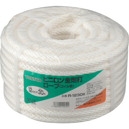 ＴＲＵＳＣＯ　ビニロンロープ　金剛打　線径１２ｍｍＸ長さ３０ｍ R-1230K