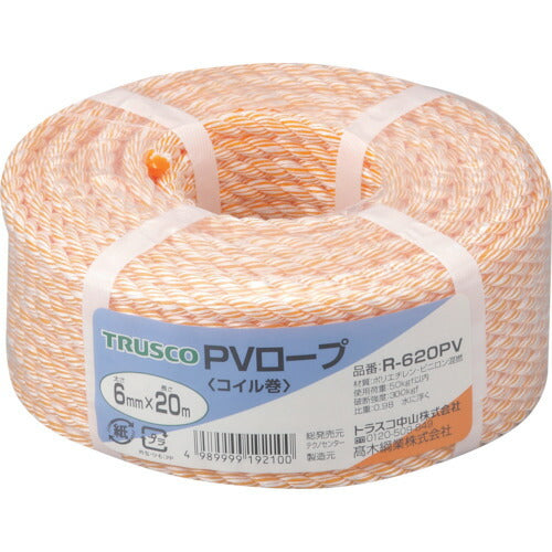 ＴＲＵＳＣＯ　ＰＶロープ　３つ打　線径６ｍｍＸ長さ２０ｍ R-620PV