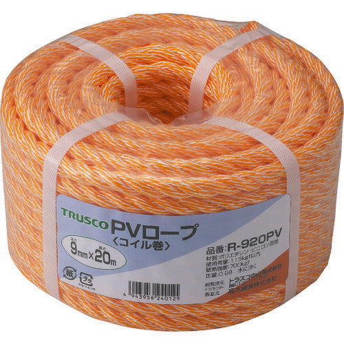 ＴＲＵＳＣＯ　ＰＶロープ　３つ打　線径９ｍｍＸ長さ２０ｍ R-920PV
