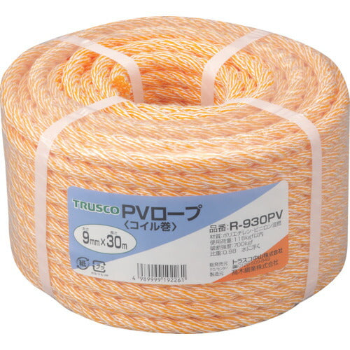 ＴＲＵＳＣＯ　ＰＶロープ　３つ打　線径９ｍｍＸ長さ３０ｍ R-930PV