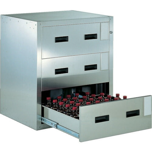 ＴＲＵＳＣＯ 耐震薬品庫 ７０５Ｘ６００ＸＨ８００ ３段引出型 SYW-3