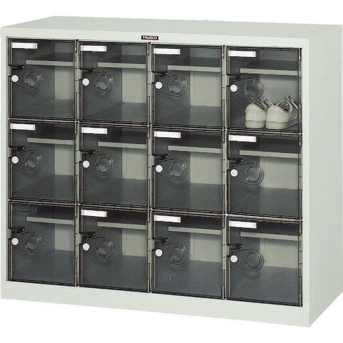 ＴＲＵＳＣＯ　シューズケース　１２人用　１０５０×３８０×Ｈ８８０　棚付　透明 SC-12WPC