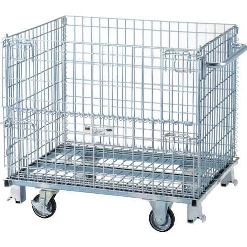 ＴＲＵＳＣＯ　ネットパレット　ハンドル　キャスター付　間口１０００Ｘ奥行８００Ｘ高さ９３０　５００ｋｇ TNP3NSH