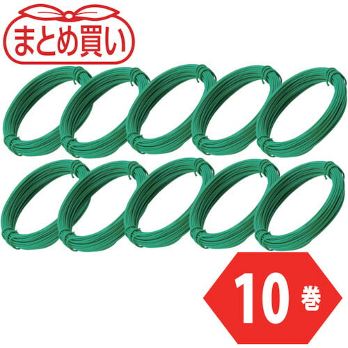 ＴＲＵＳＣＯ　まとめ買い　カラー針金　小巻タイプ　緑　２０番手　線径０．９ｍｍ×１５ｍ　１０本 TCWS-09GN-10P