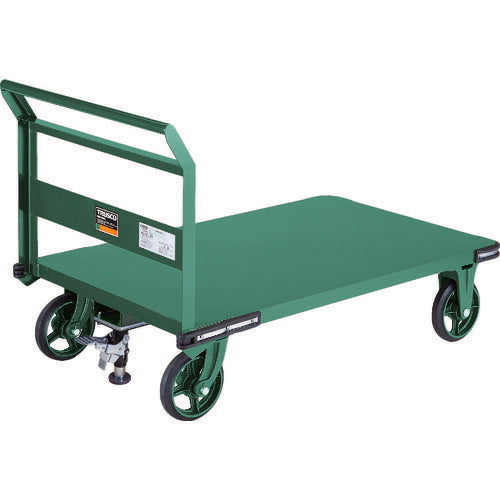 ＴＲＵＳＣＯ　鋼鉄製運搬車　１２００Ｘ７５０　ハンドル側自在車　鋳物車輪　Ｌストッパー付 OH-1RSS