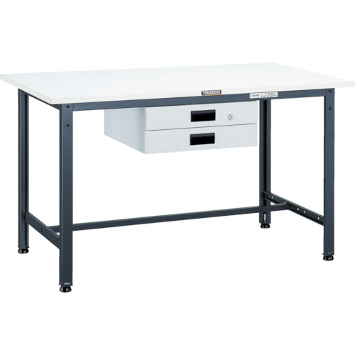 ＴＲＵＳＣＯ　軽荷重作業台（３００ｋｇ）ＡＥ型　１８００Ｘ７５０ＸＨ７４０　薄型２段引出付　ホワイト色 AE-1800UDK2W
