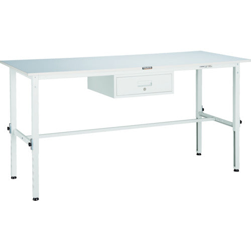 ＴＲＵＳＣＯ　軽荷重作業台高さ調節式（１５０ｋｇ）ＡＥＭ型　９００Ｘ６００ＸＨ６５０～９５０　１段引出付　ホワイト色 AEM-0960F1 W