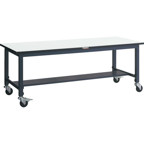 ＴＲＵＳＣＯ　軽荷重作業台高さ調節式（１００ｋｇ）ＡＷＭ型　９００Ｘ６００ＸＨ８０６～１０１６　φ１００キャスター付　ダークグレー色 AWMR-0960C100
