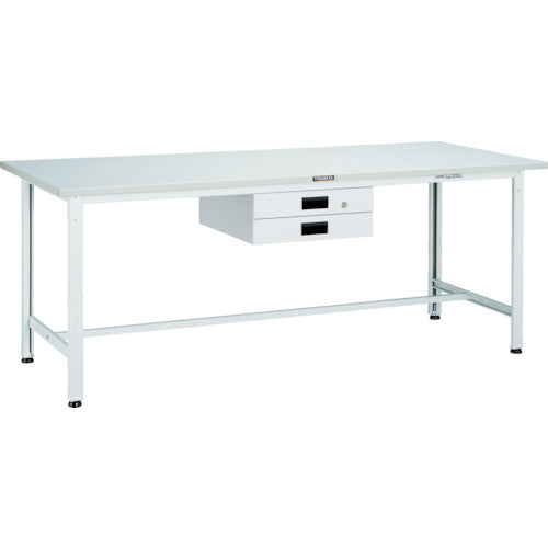 ＴＲＵＳＣＯ　軽荷重作業台（３００ｋｇ）ＡＥ型　１８００Ｘ７５０ＸＨ７４０　薄型２段引出付　ホワイト色 RAE-1800UDK2W