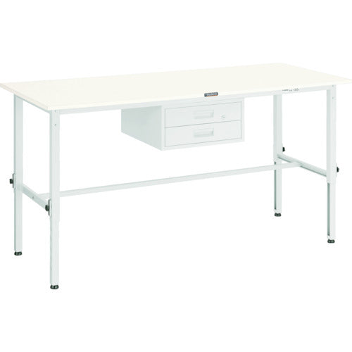 ＴＲＵＳＣＯ　軽荷重作業台高さ調節式（１５０ｋｇ）ＡＥＭ型　１８００Ｘ７５０ＸＨ６５０～９５０　２段引出付　グリーン色 AEM-1800F2