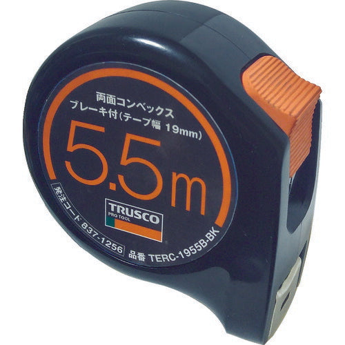 ＴＲＵＳＣＯ 両面コンベックス１９巾５．５ｍブレーキ付 ブラック TERC-1955B-BK