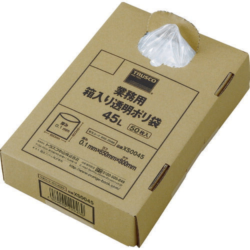 ＴＲＵＳＣＯ まとめ買い 業務用ポリ袋 透明・箱入 ０．１×４５Ｌ （５０枚入） XS0045