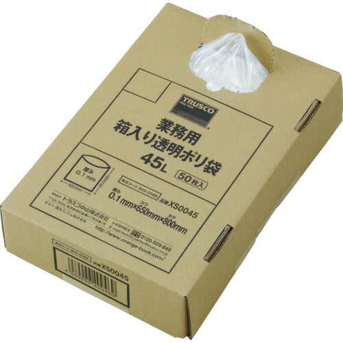 ＴＲＵＳＣＯ まとめ買い 業務用ポリ袋 透明・箱入 ０．１×７０Ｌ （５０枚入） XS0070