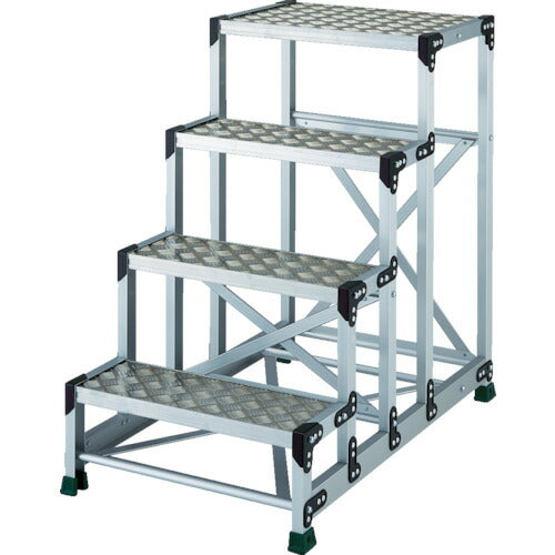 ＴＲＵＳＣＯ　アルミ合金製作業台　縞鋼板　４段　高さ１．００ｍ　６００Ｘ４００ TSFC-4610