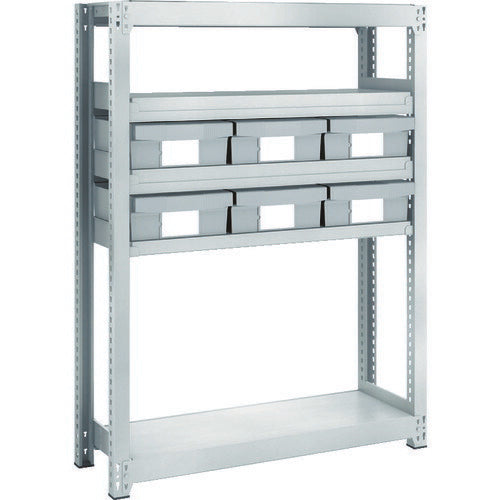 ＴＲＵＳＣＯ　スチール製軽中量ボルトレス棚　Ｍ２型　樹脂ネオグレー引出付　Ｗ８６０×Ｄ３００×Ｈ１２００　大×６ M2-4335-F6