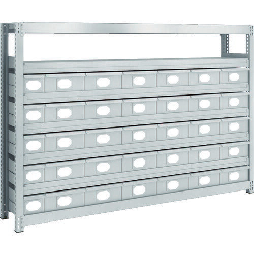 ＴＲＵＳＣＯ　スチール製軽中量ボルトレス棚　Ｍ２型　スチール引出付　Ｗ１７６０×Ｄ３００×Ｈ１２００　小×５・大×３０ M2-4637-A5B30