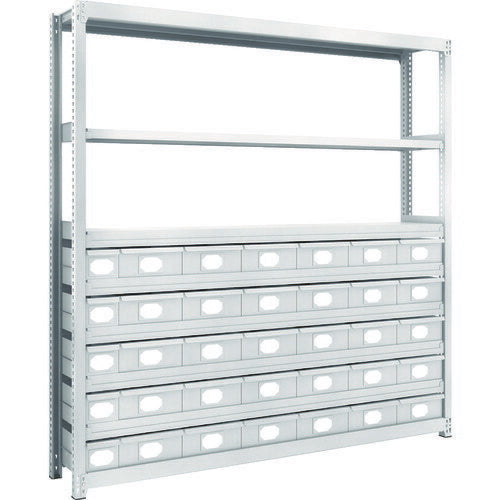ＴＲＵＳＣＯ　スチール製軽中量ボルトレス棚　Ｍ２型　スチール引出付　Ｗ１７６０×Ｄ３００×Ｈ１８００　小×５・大×３０ M2-6638-A5B30