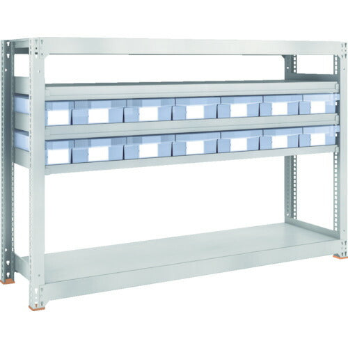 ＴＲＵＳＣＯ　スチール製中量ボルトレス棚　Ｍ３型　樹脂透明引出付　Ｗ１８００×Ｄ４７１×Ｈ１２００　小×２・大×１２ M3-4655-C2D12