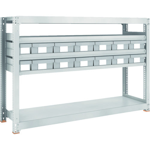 ＴＲＵＳＣＯ　スチール製中量ボルトレス棚　Ｍ３型　樹脂ネオグレー引出付　Ｗ１８００×Ｄ４７１×Ｈ１２００　小×２・大×１２ M3-4655-E2F12