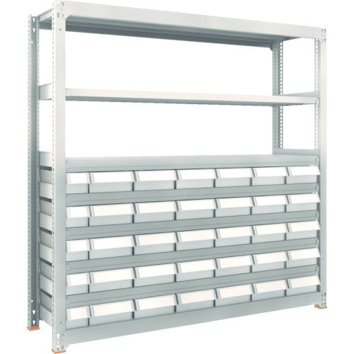ＴＲＵＳＣＯ　スチール製中量ボルトレス棚　Ｍ３型　樹脂ネオグレー引出付　Ｗ１８００×Ｄ４７１×Ｈ１８００　小×５・大×３０ M3-6658-E5F30