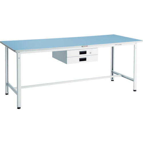 ＴＲＵＳＣＯ　軽荷重作業台（２５０ｋｇ）ＢＥ型　１８００Ｘ６００ＸＨ７４０　薄型２段引出付　ホワイト色 BER-1860UDK2W
