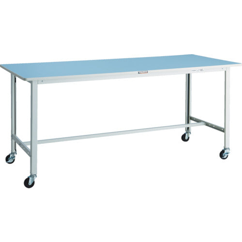 ＴＲＵＳＣＯ　軽荷重作業台（９０ｋｇ）ＢＯ型　１８００Ｘ７５０ＸＨ８０９　φ７５キャスター付　ホワイト色 BOR-1875C75