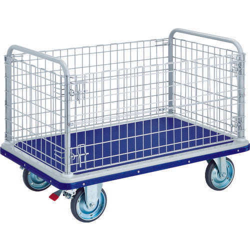 【取寄品】 ＴＲＵＳＣＯ プレス製台車 ドンキーカート 金網付 １２２５×７７５ ストッパー付 507NS 【送料都度見積】